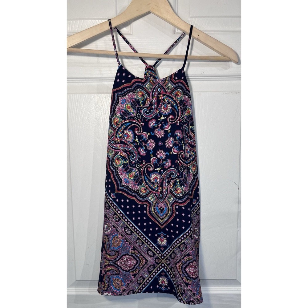 Renee C Sz‎ M Paisley Boho Tank Top Strappy Festival Flowy Cami Boutique Top